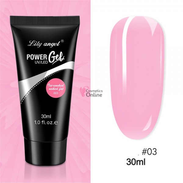 PolyAcril Gel UV/ LED pentru unghii false Lily Angel de 30 ML - 003 Ice-Soaked Naked Fat